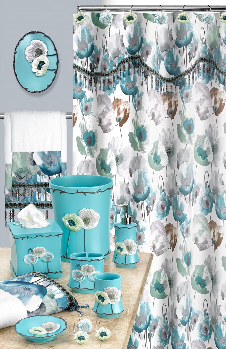 Popular Bath Poppy Fields, Shower Curtain, Aqua
