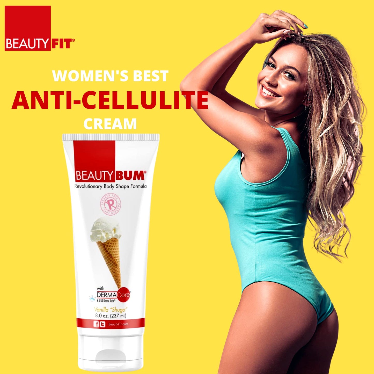 BeautyFit BeautyBum Pump Redefining Muscle Toning Lotion - Tightens Skin and Improves Appearance - Enhances Natural Elasticity and Firmness - Sculpt