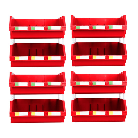 DJC Supply 16.5" X 14.5" X 6.9" Red Heavy duty thermoplastic storage bin organizer, Stackable, Hangable, Side-connect, Great for tools, parts crafts…