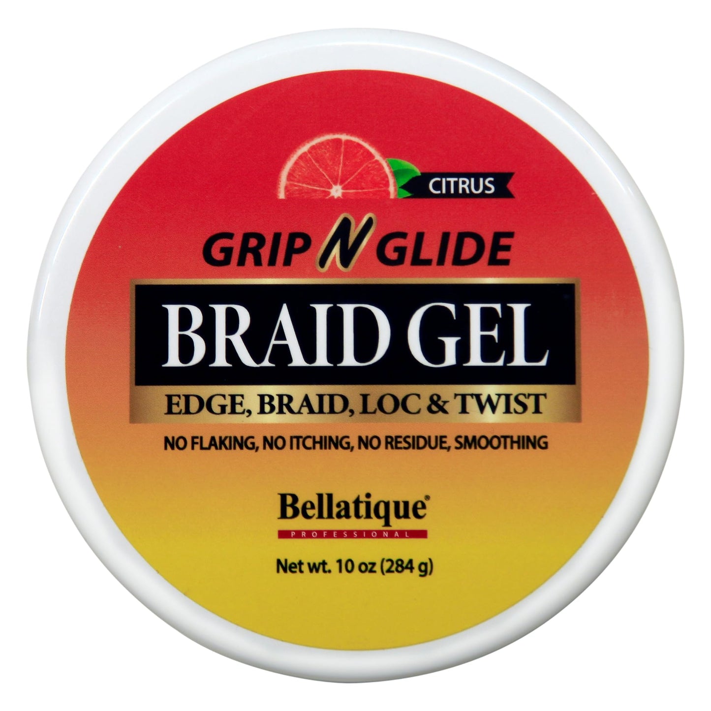 BELLATIQUE GRIP N GLIDE Braiding Gel Maximum Hold for LOC & Twist - No Flaking, No Whitening, Fast Drying, High Shine, Cool & Refreshing, Long Lasting