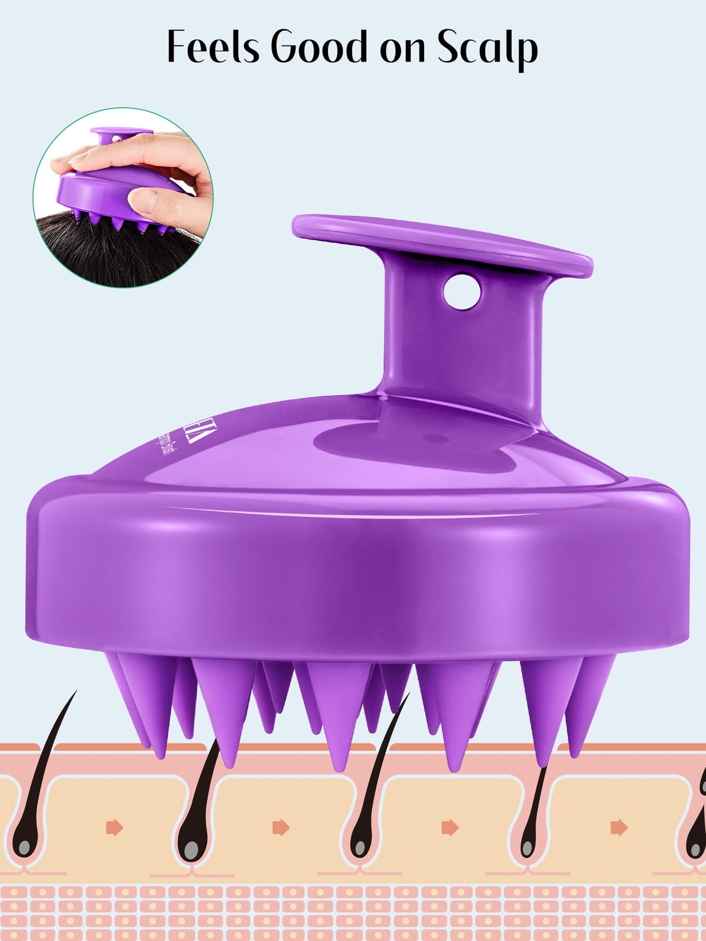 HEETA Scalp Massager Hair Growth 2-Pack, Soft Silicone Scalp Scrubber Shampoo Brush for Exfoliation Dandruff Removal Head Massage Stress Relax, Wet