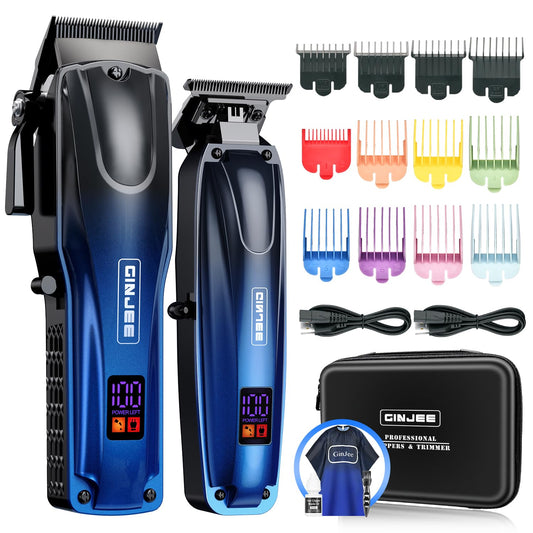 GinJee Professional Hair Clippers for Men Cordless & Corded - Rechargeable Barber Clipper & Trimmer Set with Fade Lever for Home Haircuts, Grooming Beauty and Personal Care GinJee