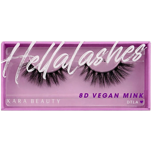 KARA BEAUTY Style L8 Hellalashes 8D Faux Mink Lashes Lightweight Synthetic Fiber in 8 Dimensional Layers DTLA - Super Playful, Dramatic Curl, 1 Pair
