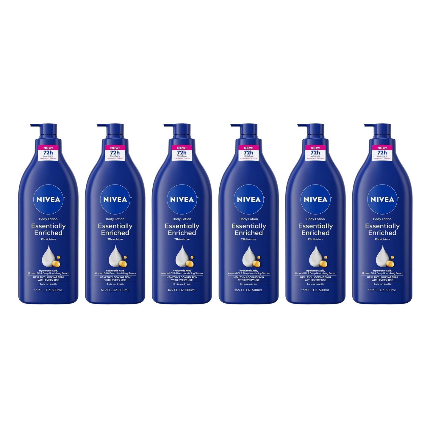 Nivea Lotion Essentially Enriched 16.9 Ounce Pump (Very Dry Skin) (500ml) (6 Pack)