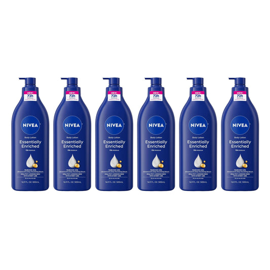 Nivea Lotion Essentially Enriched 16.9 Ounce Pump (Very Dry Skin) (500ml) (6 Pack)