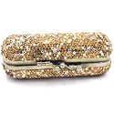 Bestbling Bling Rhinestone Crystal Lipstick Case Holder Organizer bag Cosmetic Storage for Women's Lipstick Jewelry Kit (Gold)