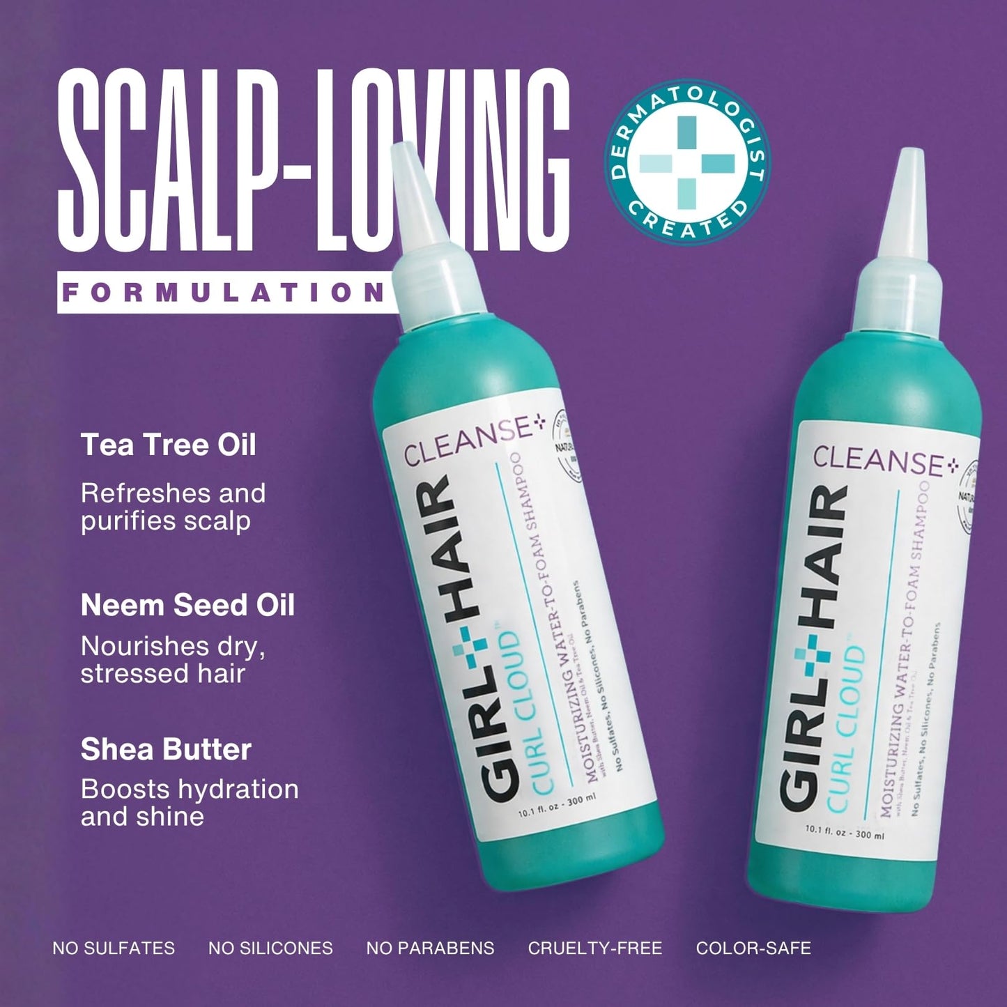 GIRL+HAIR Shampoo and Conditioner Set (2x 10.1 fl.oz./300 ml) - Moisturize and Hydrate Dry Hair and Scalp, Boost Shine, Reduce Itch and Frizz - No