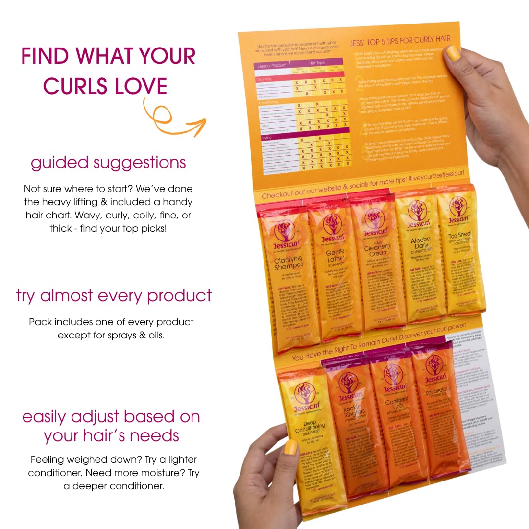 Jessicurl, Starter Sample Pack, Most of the Jessicurl line in one Pack, Wavy, Curly, Coily Hair