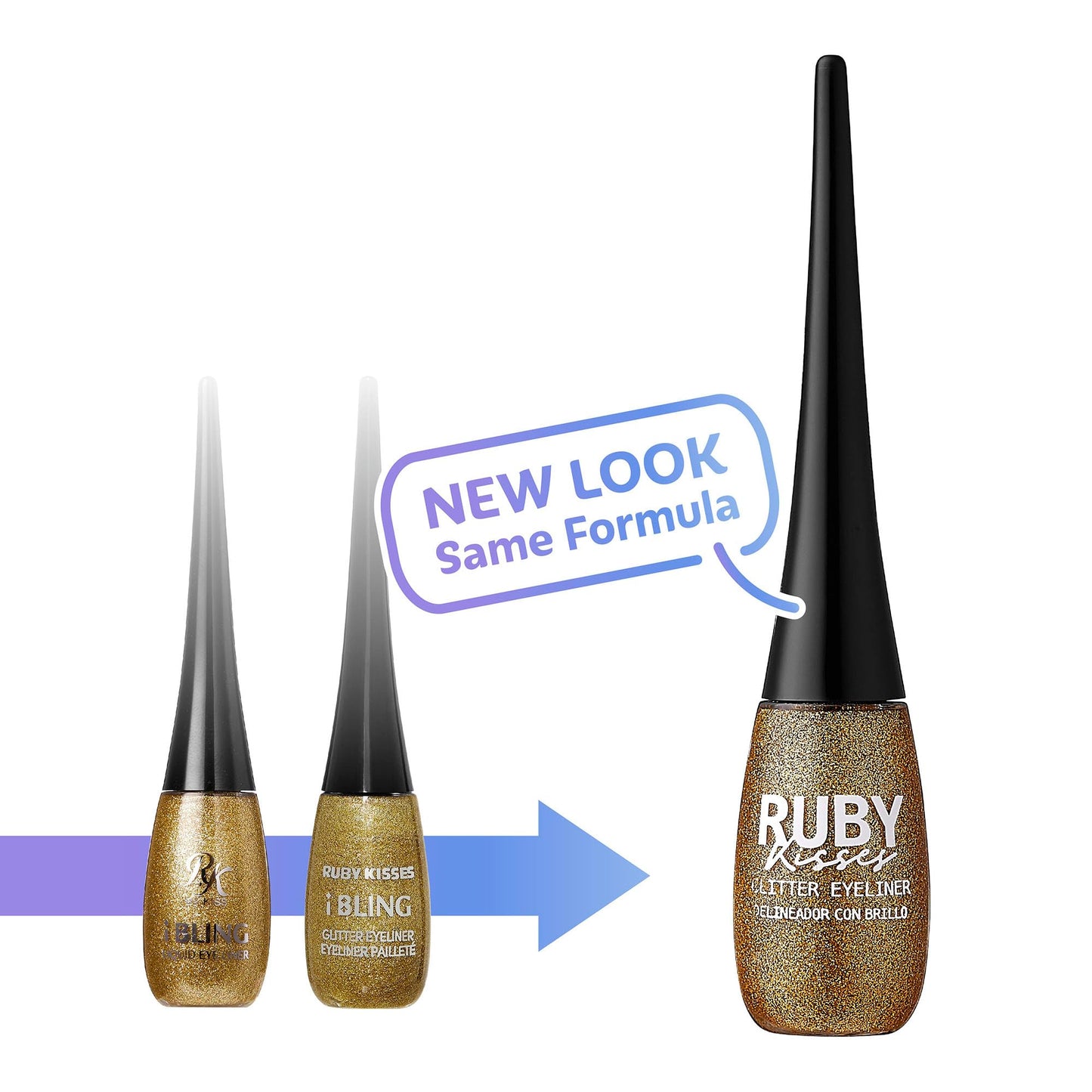 Ruby Kisses Eye Bling Glitter Eyeliner, Glitz N' Black