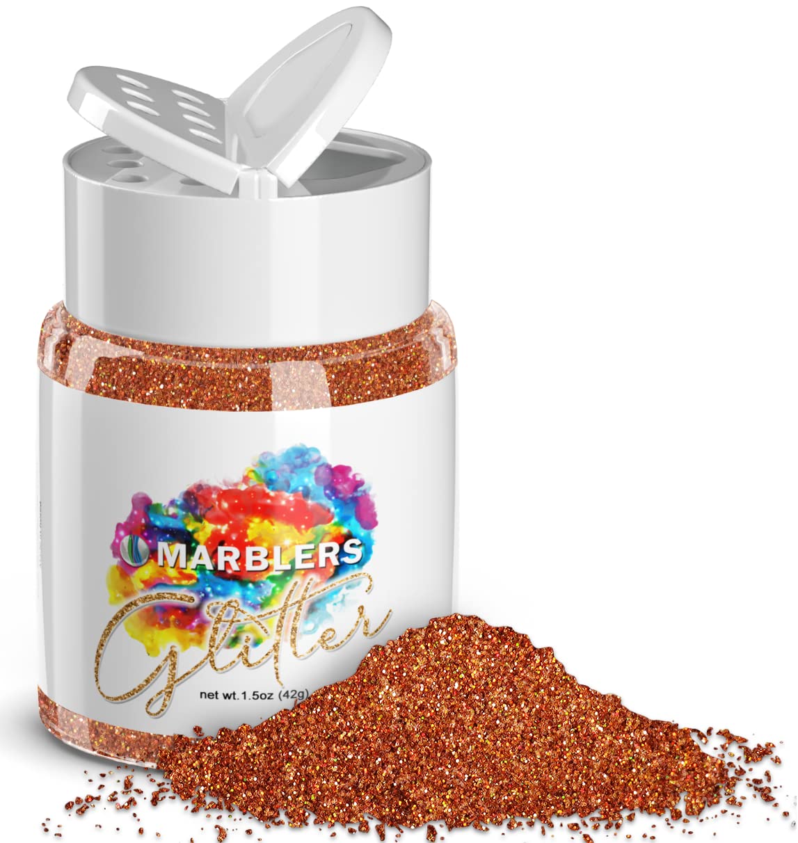 MARBLERS Holographic Glitter [Holo Burnt Orange] 1.5oz (42g) | Fine | Non-Toxic, Vegan, Cruelty-Free | Face, Body, Eyeshadow, Hair, Party Makeup |