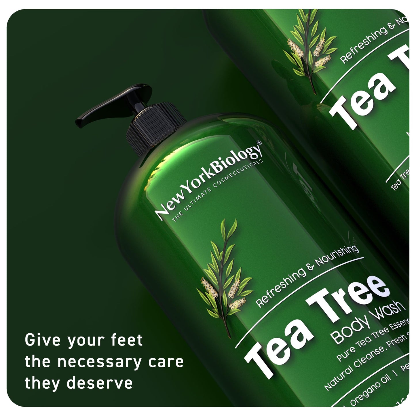 New York Biology Tea Tree Body Wash for Men and Women - Moisturizing Body Wash Helps Soothe the Skin - Refreshing and Hydrating Cleanser for Body Beauty and Personal Care NEW YORK BIOLOGY THE ULTIMATE COSMECEUTICALS