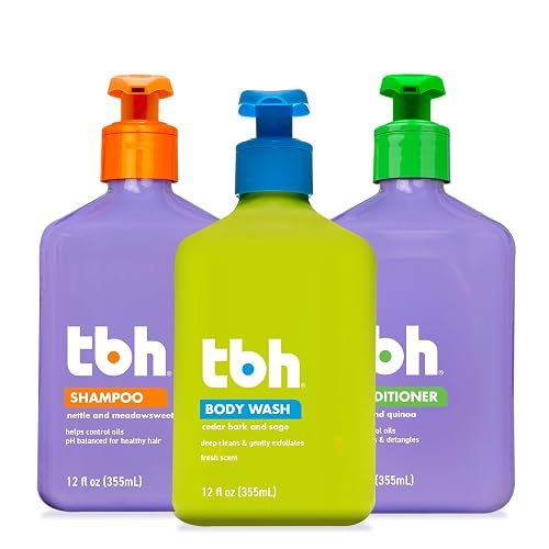 TBH Kids & Teen Hair and Body Care Set - Shampoo, Conditioner & Body Wash with Natural Ingredients - Sulfate & Paraben Free - Gentle for All Hair