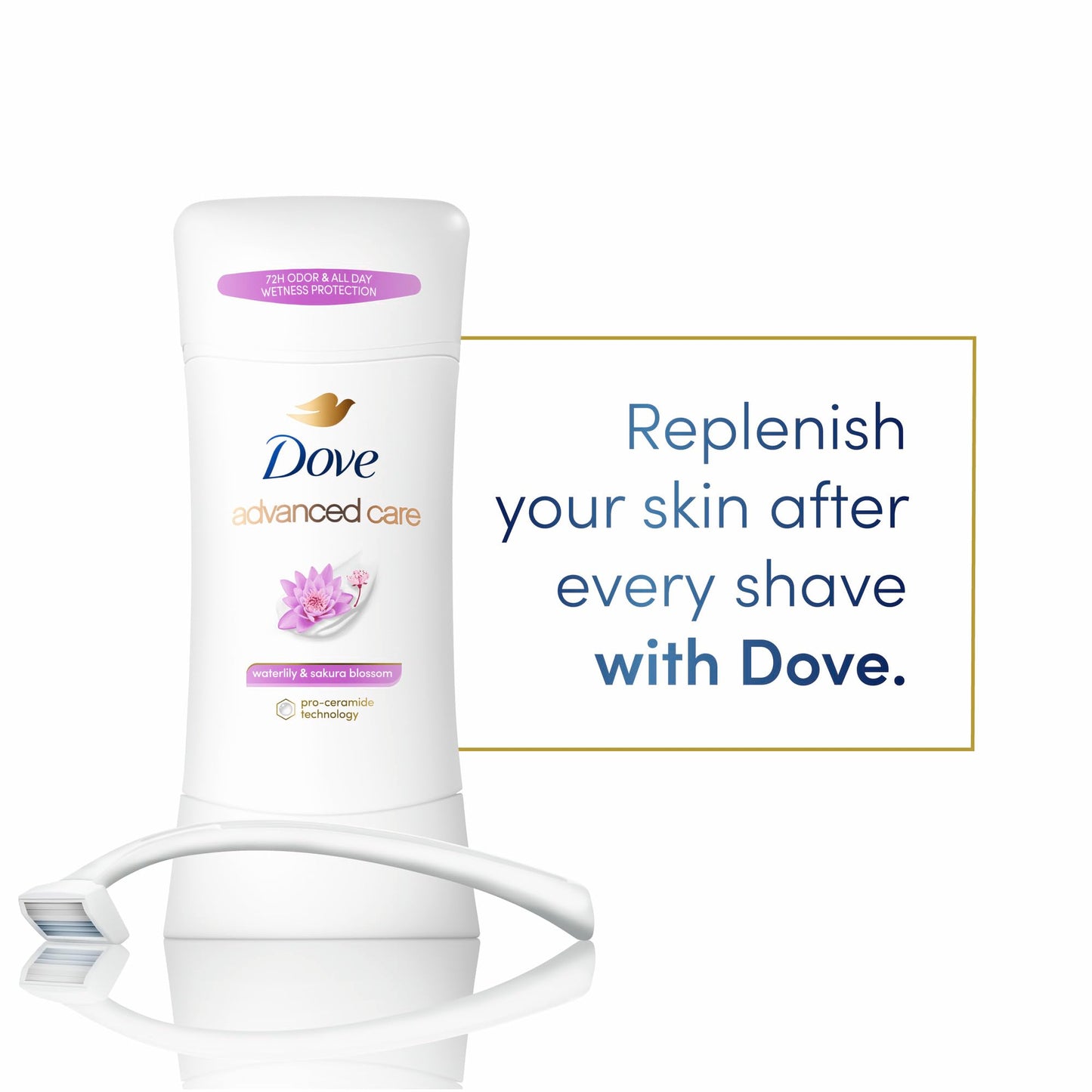 Dove Advanced Care Antiperspirant Deodorant Stick Waterlily & Sakura Blossom 3ct For underarm care with Pro Ceramide technology with 72-hour odor Beauty and Personal Care Dove