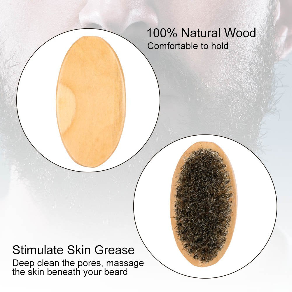 Men's Beard and Mustache Care Kit - Oval Brush, Comb, Grooming Tools for Softening, Conditioning, and Cleaning