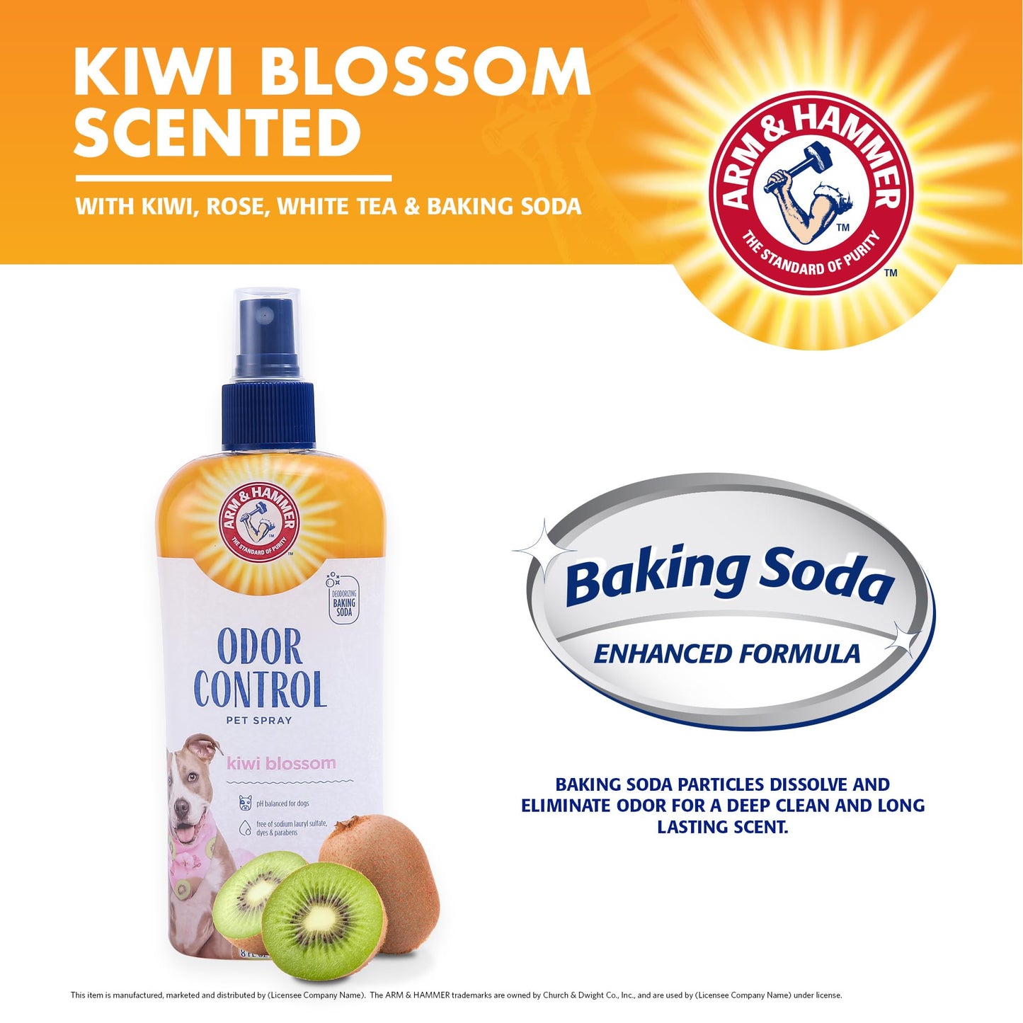Arm & Hammer Pet Deodorizing Spray for Dogs & Puppies – Odor Eliminator with Fresh Kiwi Blossom Scent, 8 oz