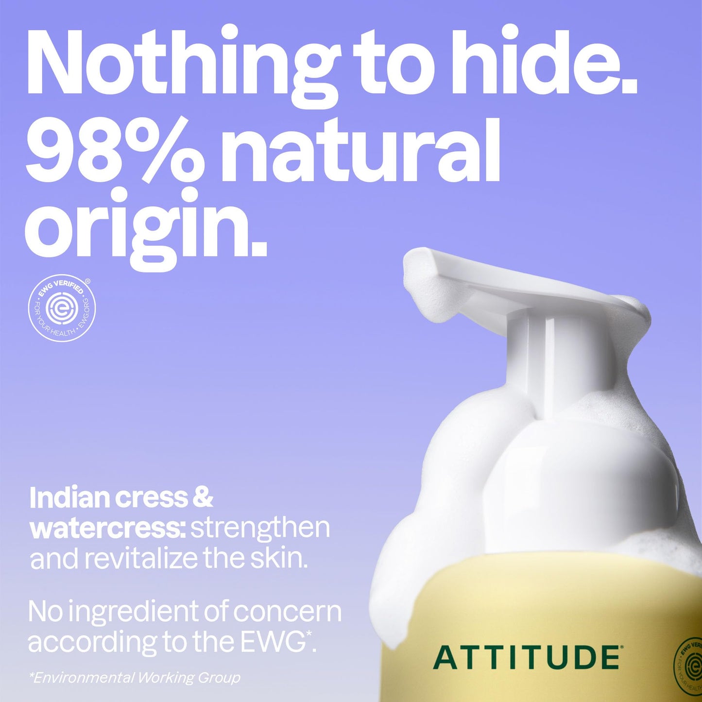 ATTITUDE Foaming Hand Soap, EWG Verified, Plant and Mineral-Based Ingredients, Vegan and Cruelty-free Personal Care Products, Earl Grey & Fresh