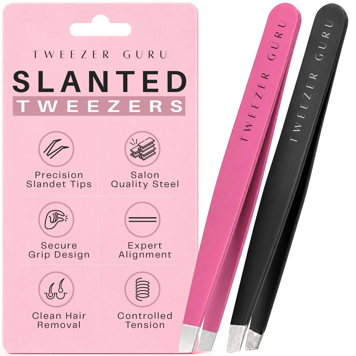 Tweezer Guru Tweezers for Women Facial Hair & Men - Precision Slant-Pointed Eyebrow Tweezer for Ingrown Hair, Blackhead & Splinter Removal Beauty and Personal Care TWEEZER GURU Default Title