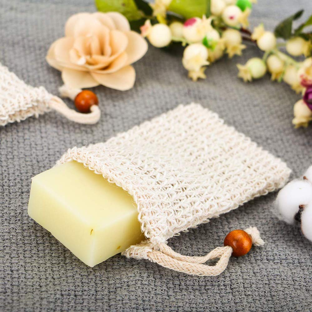 PHOGARY Sisal Soap Saver Bag (5-Pack) Ideal for Exfoliating & Save Soaps, Natural Fiber Soap Bags for Foaming and Drying The Soap, Organic Soap Bag