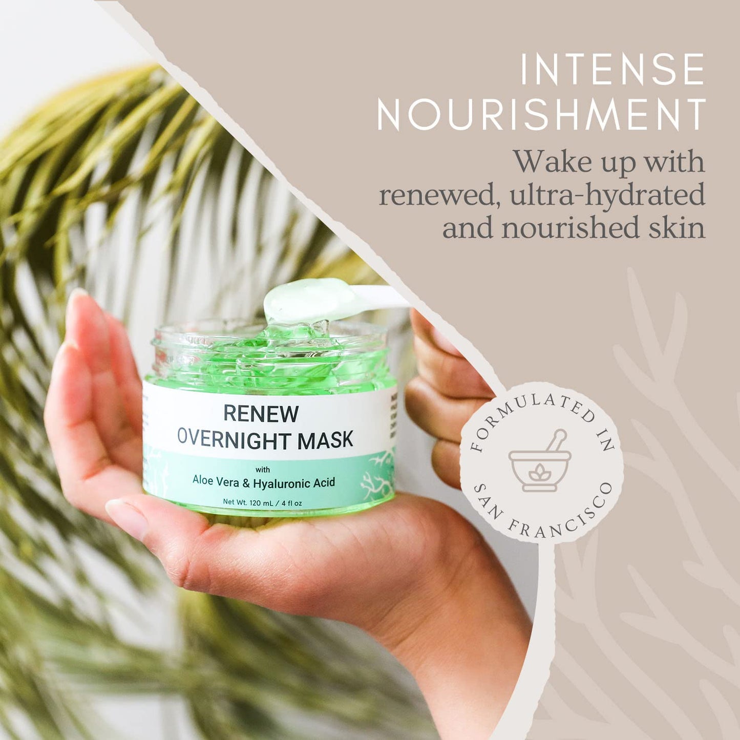 Doppeltree RENEW Overnight Face Mask with Aloe Vera Gel & Hyaluronic Acid, Anti Aging Hydrating Facial Mask for All Skin Types, Night Time Skin Care