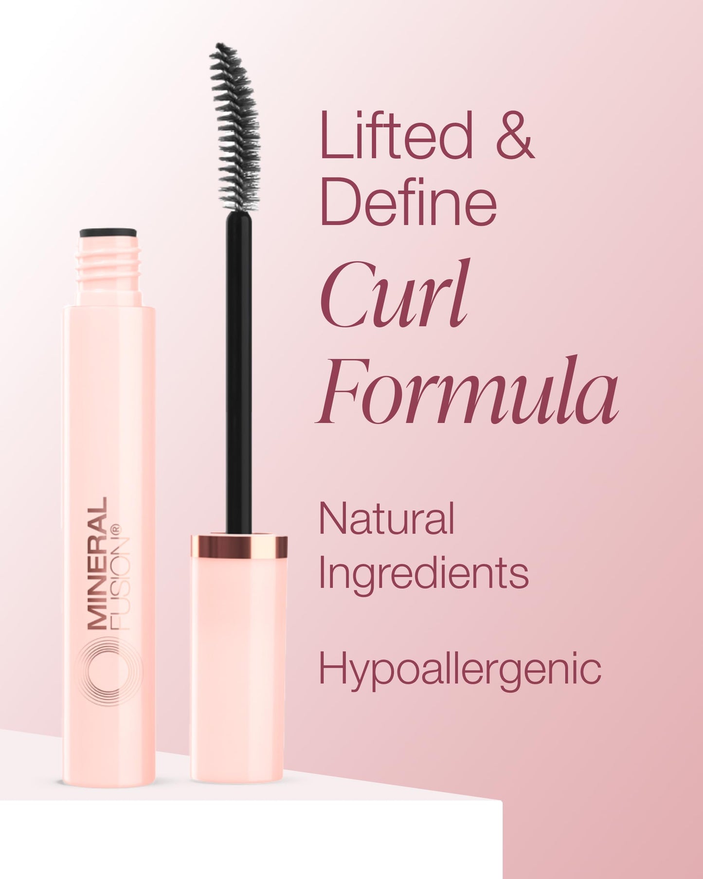 Mineral Fusion So Lifted Lash Defined Curl Mascara (Black) - Lash Lifting Mascara for Weightless Volume & Length - With Argan & Coconut Oils
