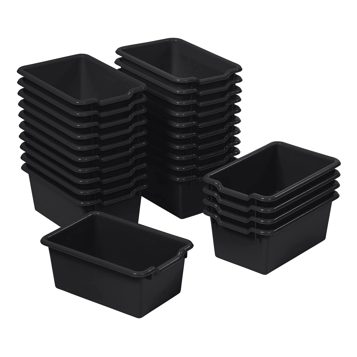 ECR4Kids Scoop Front Storage Bins, Multipurpose Organization, Black, 25-Piece