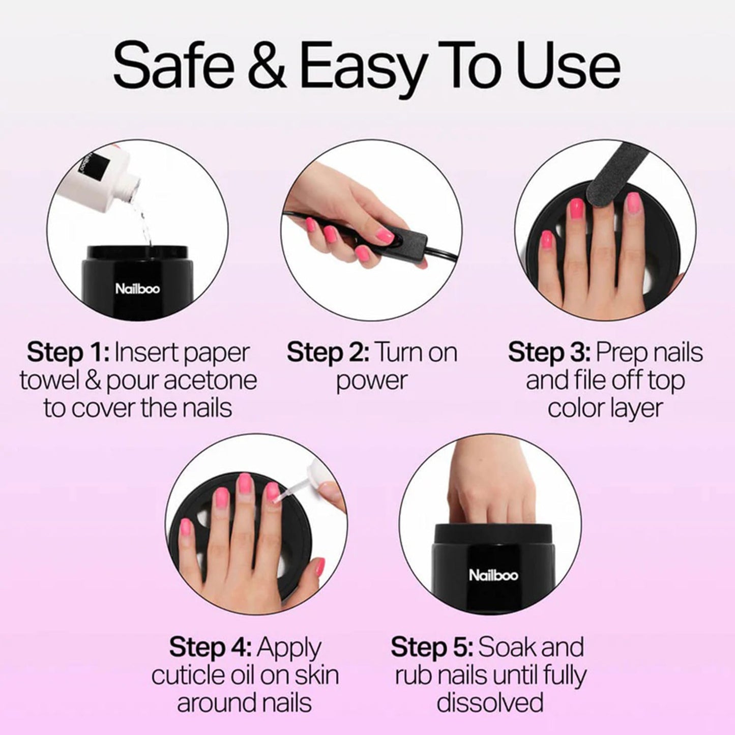 Nailboo Magic Soak Manicure Remover Bowl, Electric Nail Soaking Bowl Effortlessly Removes Nail Dip Powder, Acrylic, Gel Polish and Press Ons, Perfect Beauty & Personal Care Nailboo