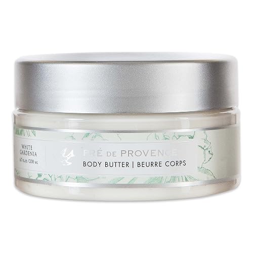 Pre de Provence Collection Shea Butter Enriched Body Butter Soothing & Hydrating Emollient Cream Body Moisturizer for Women, 6.7 Fl Oz, White Gardenia