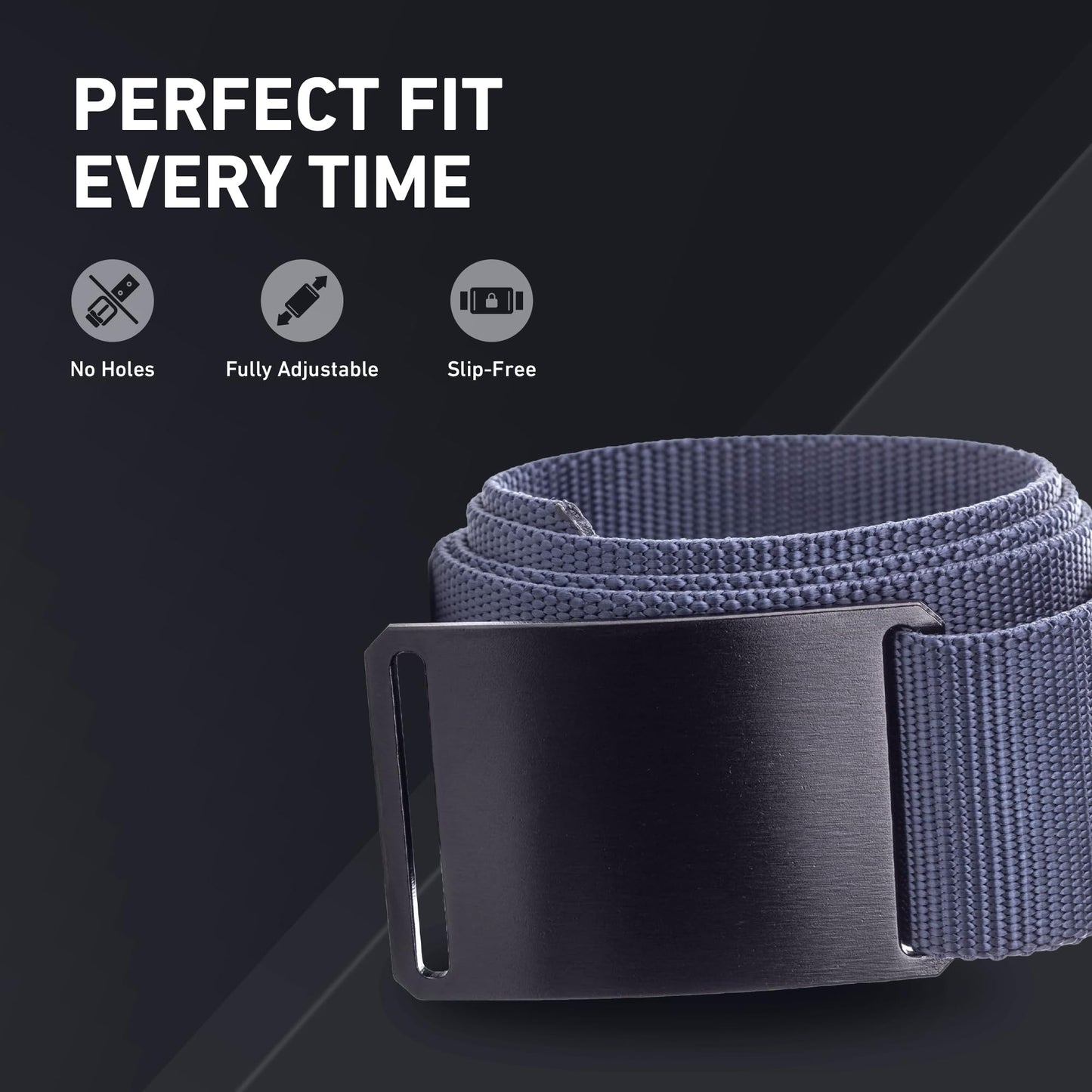 GRIP6 Tactical Belt - No Hole, Nylon Belts for Men and Women - Made in the USA (Ninja)