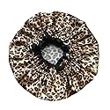EleCharm Designer Reusable Shower Cap, Leopard Stylish Bath Cap Double Layers Waterproof Bathing Shower Hat