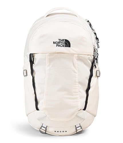 The North Face Women's Recon Everyday Laptop Backpack - Commuter Travel Bag, 16" Laptop Sleeve, Water-Repellent, Gardenia White/TNF Black-NPF, One Size