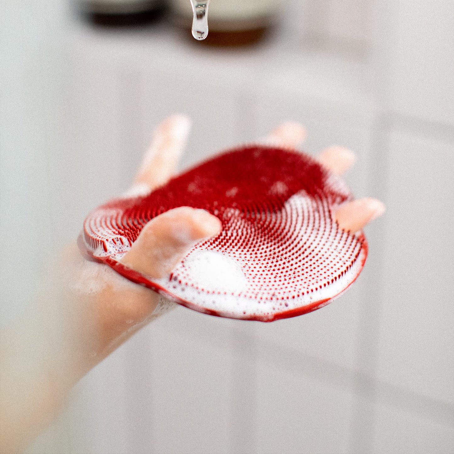 Boie USA Flat Body Scrubber - Soft Silicone-Like Exfoliating Shower Scrubber & Body Cleansing Brush - Stick-to-Wall Loofah Replacement - Body