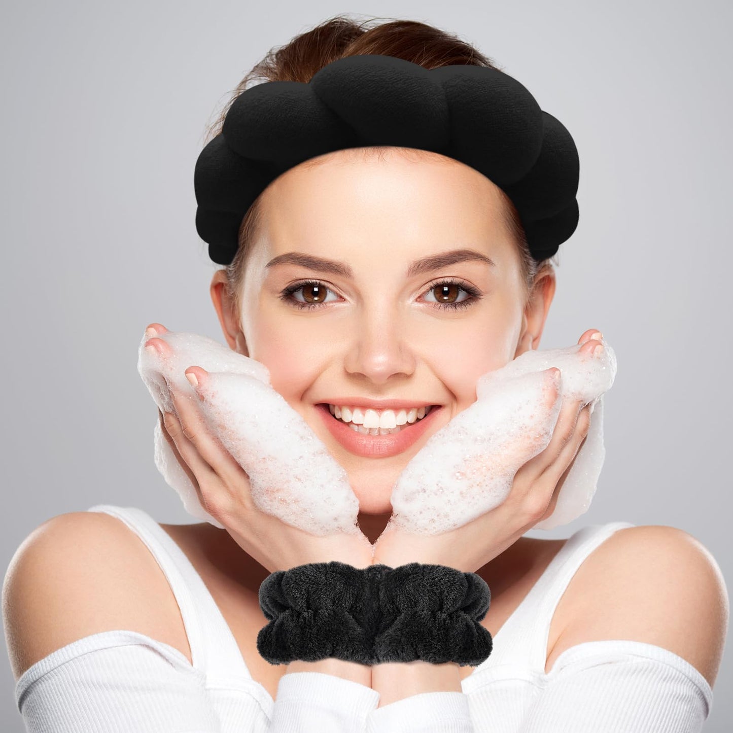 Zkptops Spa Headband for Washing Face Wristband Sponge Makeup Skincare Headband Terry Cloth Bubble Soft Get Ready Hairband for Women Girl Puffy Padded Beauty and Personal Care Zkptops