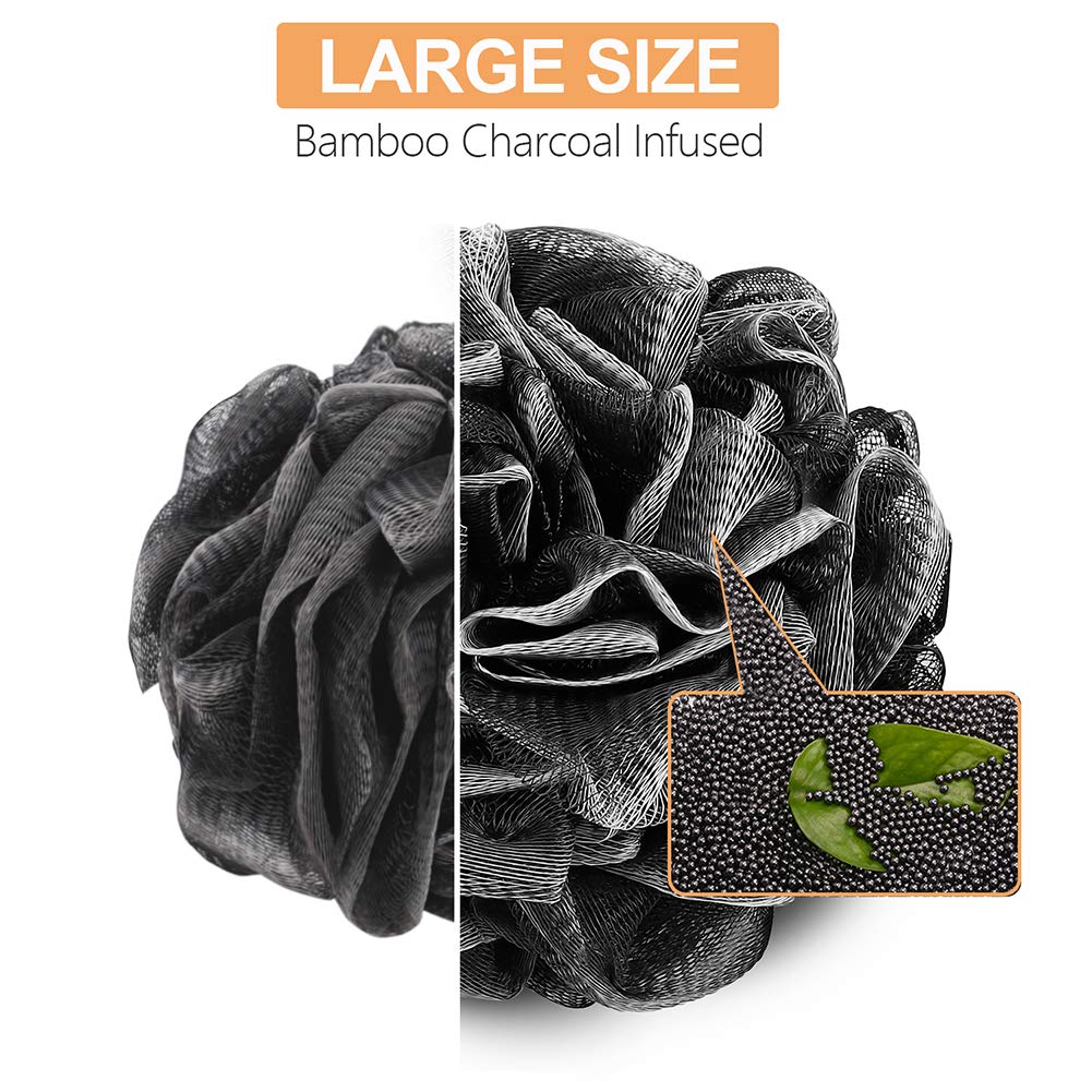 Loofah Bath Sponge, Novosun Soft Shower Sponge Set Extra Large Mesh Pouf Scrubber for Men and Women Exfoliate,Wash Sponge,Cleanse,Soothe Skin Pack