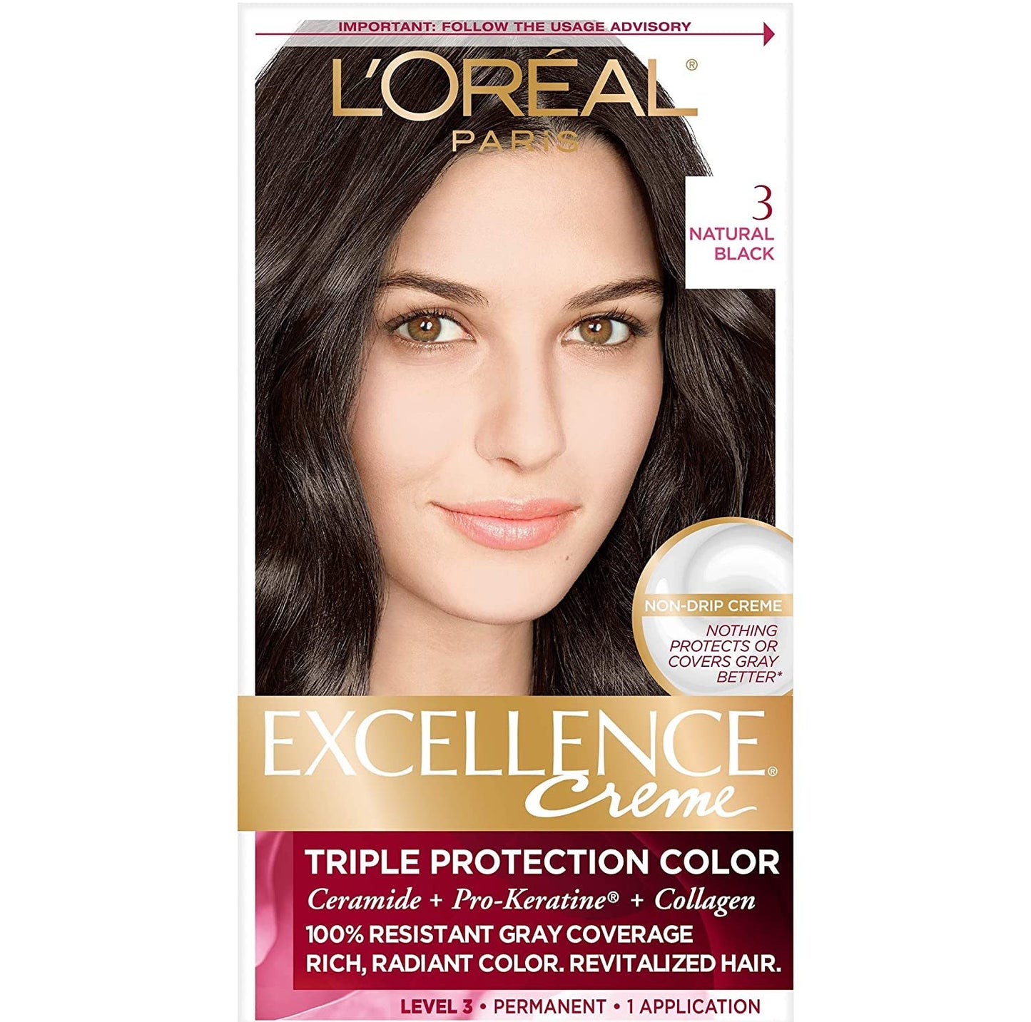 L’Oreal ParisExcellence Creme - 3 Natural Black (Natural) 1 Each (Pack of 4)