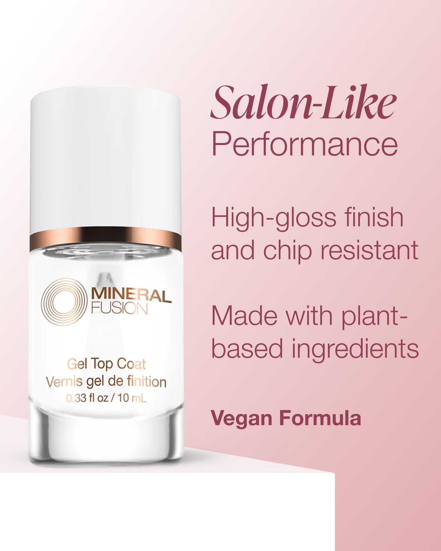 Mineral Fusion Clear Gel Top Coat Nail Polish - Long-Lasting, Chip-Resistant with High-Shine Glossy Finish - No UV Lamp Required | Vegan Beauty & Personal Care Mineral Fusion