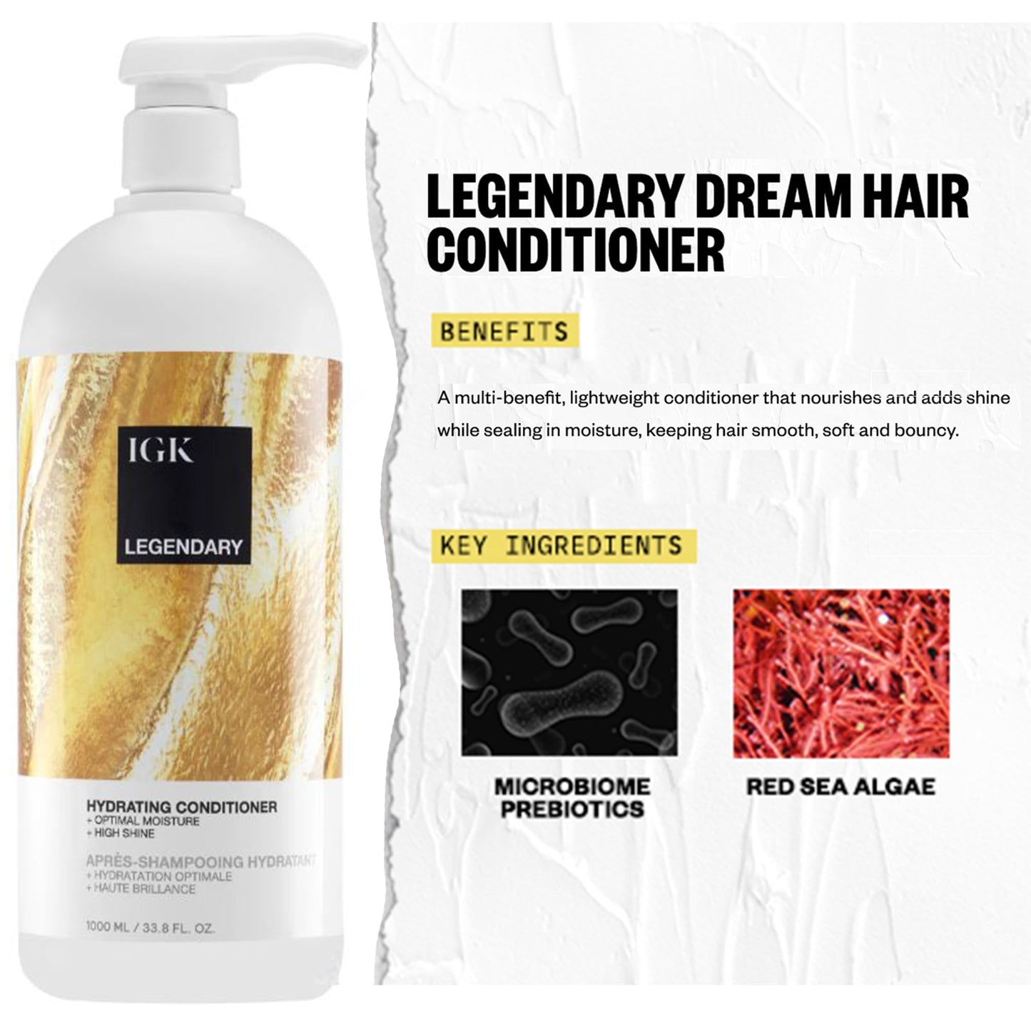 IGK LEGENDARY Dream Hair Shampoo & Conditioner Set | Hydration + Softness + Shine | Vegan + Cruelty-Free | 33.8 oz (Pack of 2)