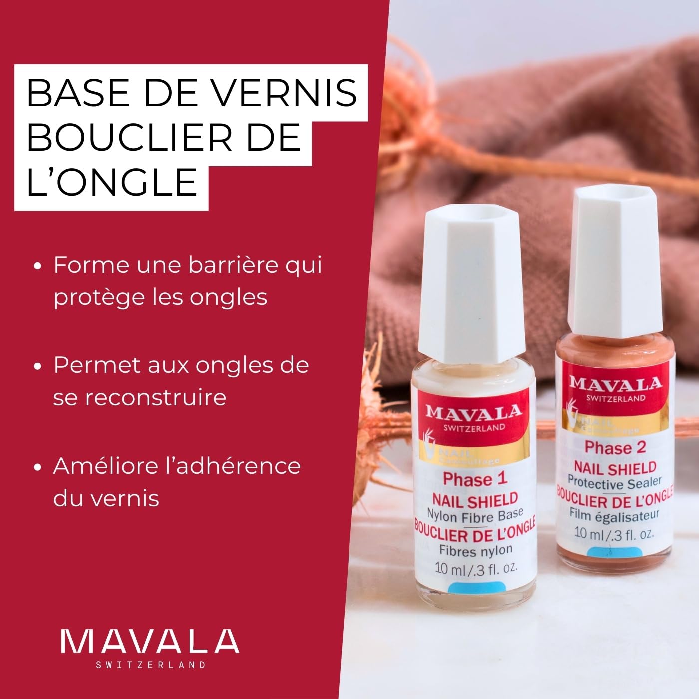Mavala Nail Shield, 2 Count, Phase 1 & 2, Clear Nail Polish Top Coat, Nail Strengthener, Nail Growth & Nail Hardener Treatment, Nail Care and Repair
