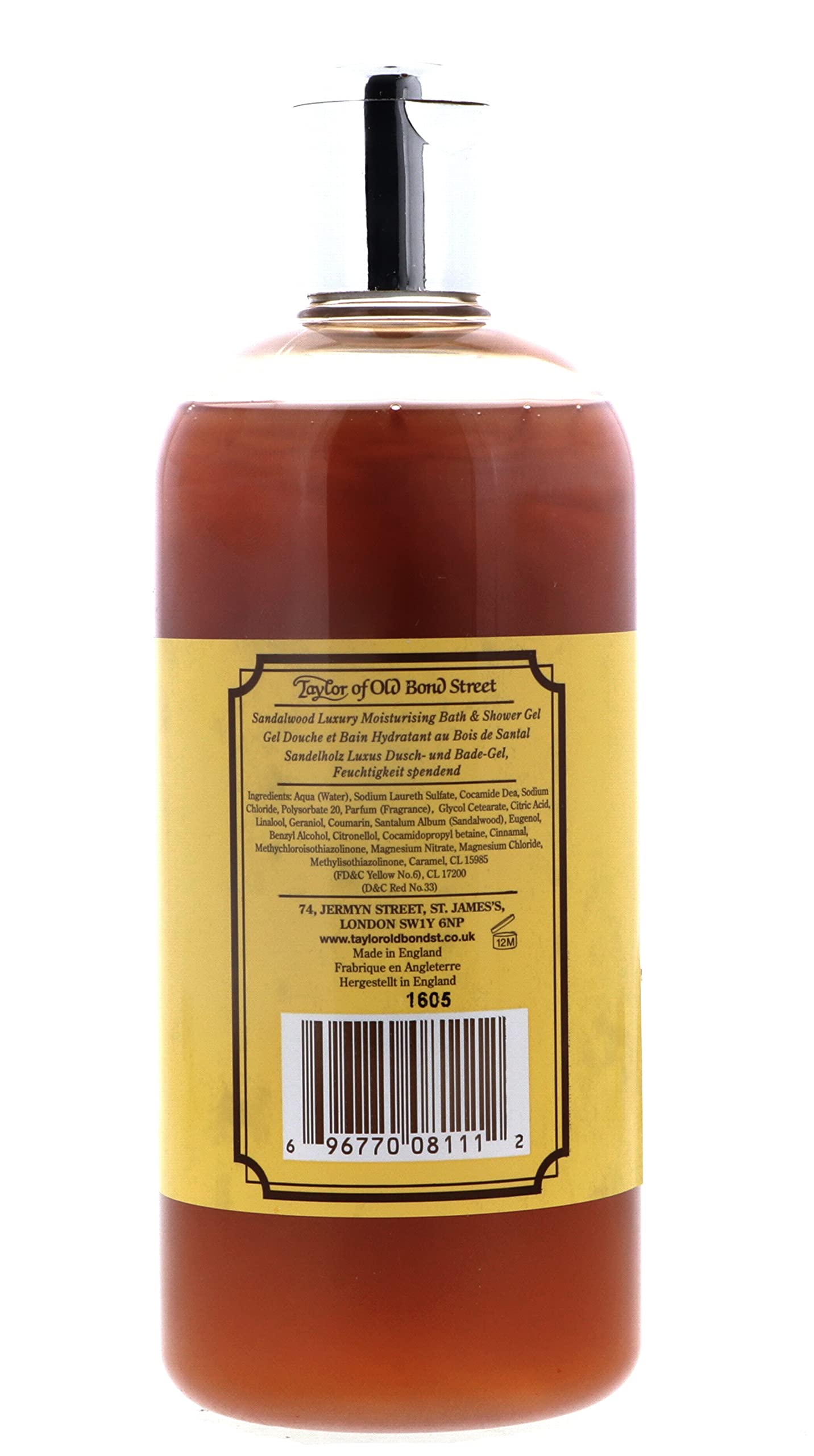 Taylor of Old Bond Street Sandalwood Moisturizing Bath and Shower Gel, 500 ml