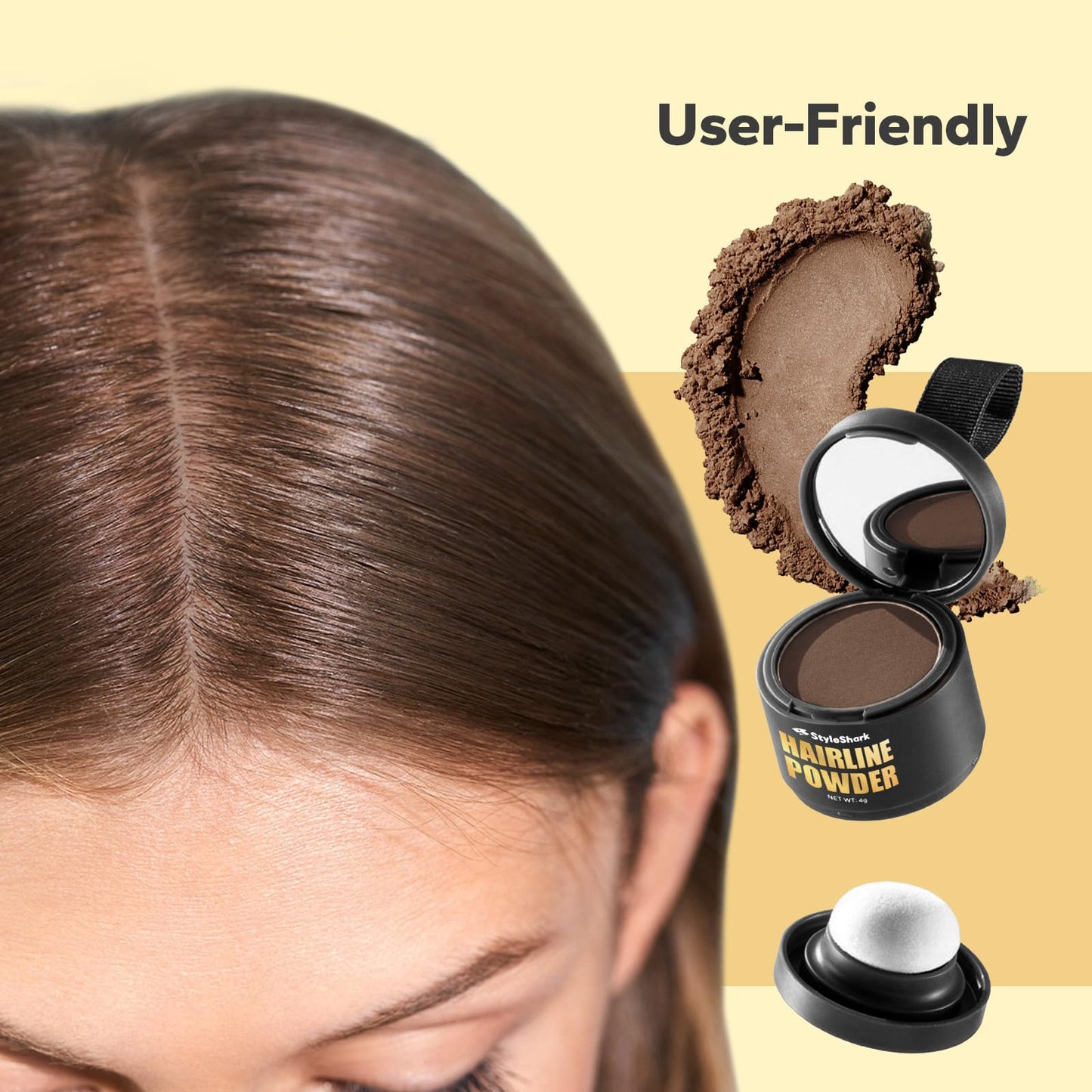 StyleShark Hairline Powder - Stain-Proof Root Touch Up and Thinning Hair Cover for Women and Men (Light Brown)