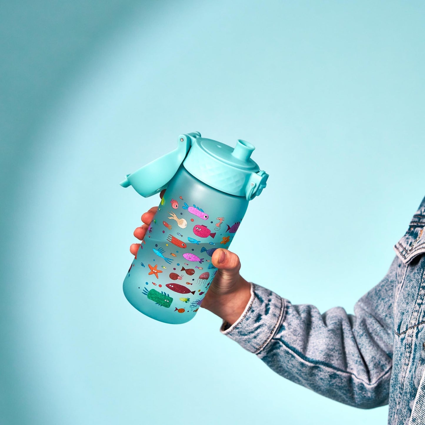 ION8 Small Water Bottle, 350 ml/12 oz, Leak Proof, Easy to Open, Secure Lock, Dishwasher Safe, BPA Free, Carry Handle, Hygienic Flip Cover, Easy