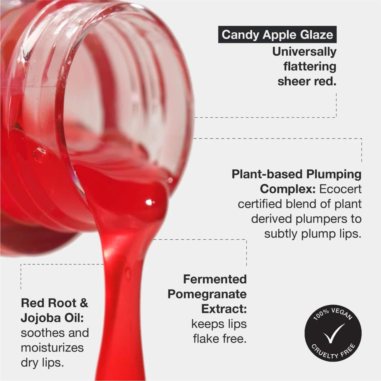 Innbeauty Project Glaze Lip Oil Candy Apple, Hydrating Vegan Lip Oil Gloss Hybrid, 0.2 OZ