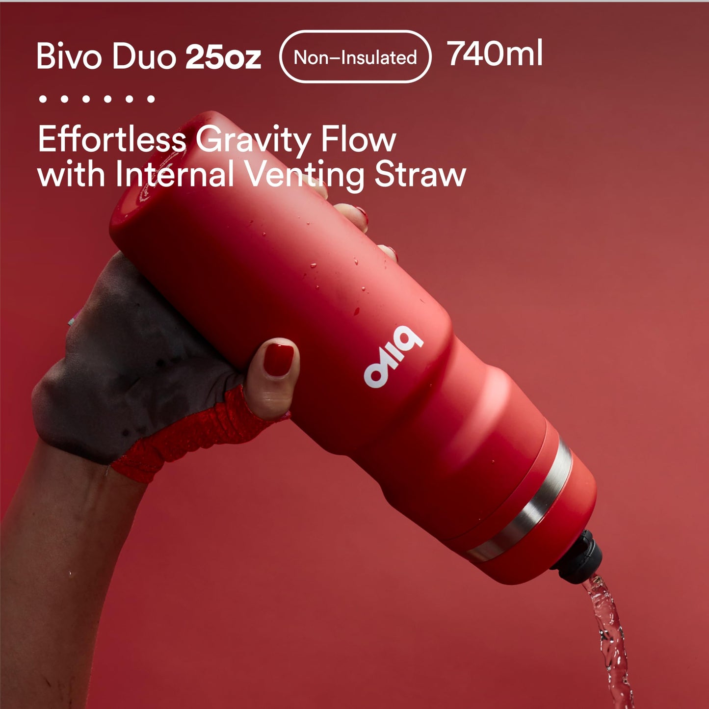 Bivo Duo 25oz Non Insulated Stainless Steel Bike Water Bottle - Lightweight for Cycling, Hiking, Sports - No Plastic Taste, Fits Most Cages…