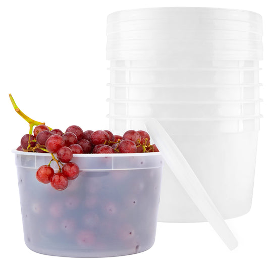 BluShine [12 Sets - 64 oz.] Plastic Deli Food Storage Containers with Airtight Leak Proof Lids - Washable And Reusable - Recyclable BPA-Free…