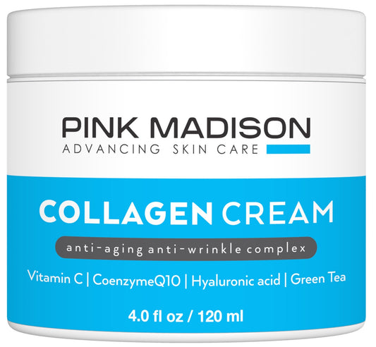 Pink Madison Skin Tightening Collagen Serum Cream with Hyaluronic Acid Anti Aging Face Treatment Fine Lines Wrinkles Men Women 4 Ounce Jar Beauty & Personal Care Pink Madison