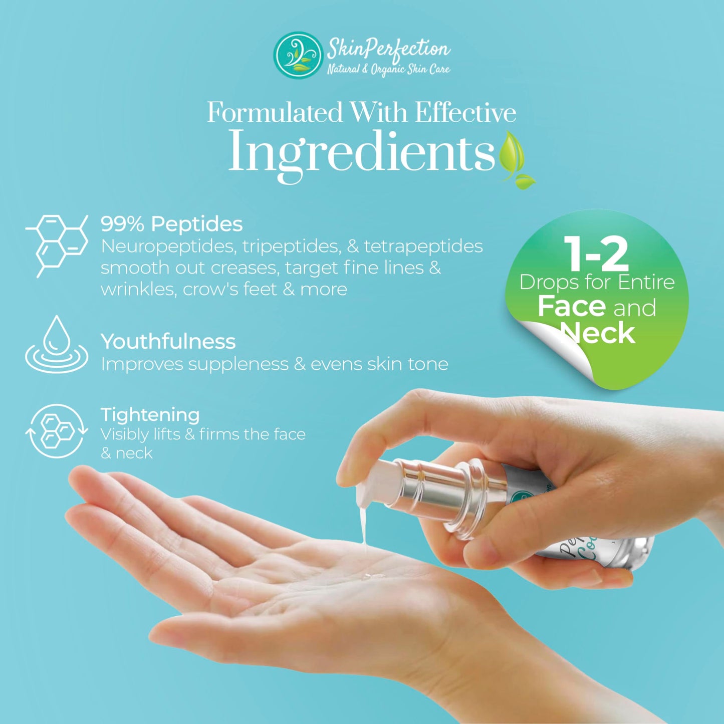 Skin Perfection Face Serum for Anti-aging 99% Potent Peptides 8x Matrixyl 3000 Pentamide 6 Syn Coll Snap 8 Reduce Wrinkles Lift Tighten Firm