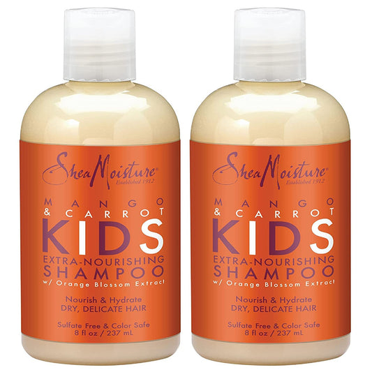 Shea Moisture Kids Shampoo - Extra-Nourishing Shea Butter, Mango & Carrot Hair Detangler with Orange Blossom Extract, Sulfate-Free Shampoo for Kids, 8
