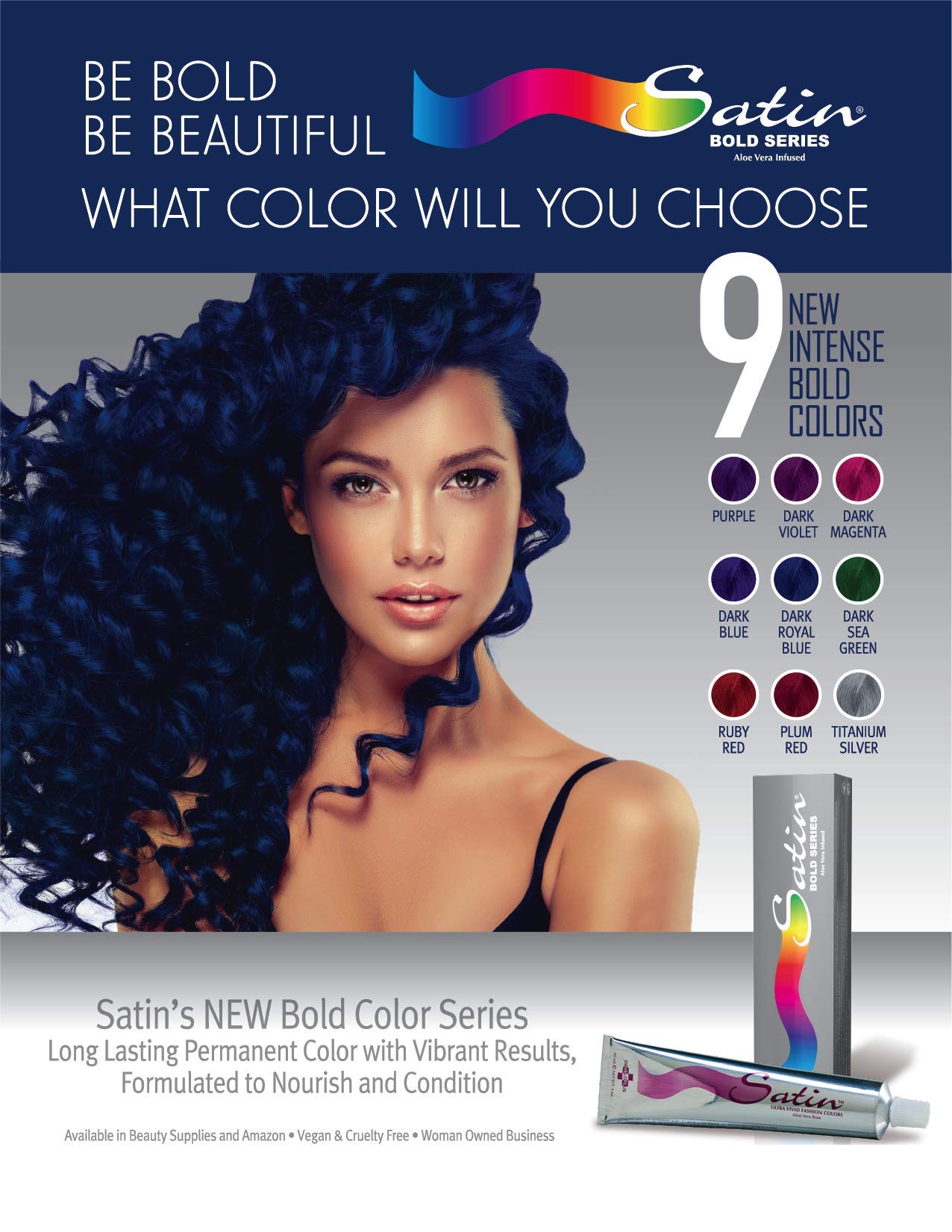 Satin | Bold Ruby Red | Complete Hair Dye | Permanent and Semi-Permanent | Long Lasting | Vegan and Cruelty-Free