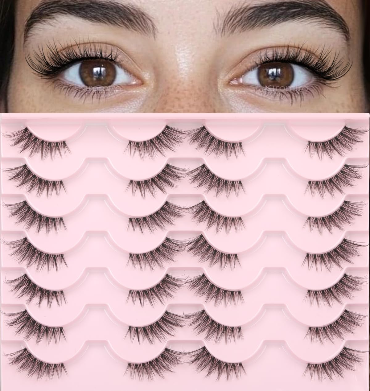 Kiromiro Half Lashes False Eyelashes Clear Band Wispy Lash Strip 3/4 Natural Lashes 14mm Fluffy Eyelahses Faux Mink Lash Cat Eye Fake Eye Lashes Pack Beauty and Personal Care Kiromiro Default Title