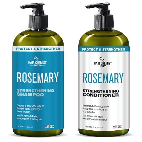 Hair Chemist Protect & Strengthen Rosemary Shampoo & Conditioner Set, 2?PC 33.8 oz Each - Strengthening, Breakage?Reducing Formula for Weak, Brittle