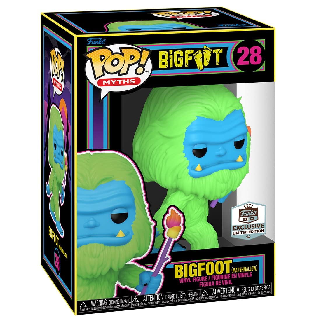 Funko 69592 Pop! Myths - Bigfoot with Marshmallow HQ Blacklight Exclusive Limited Edition #28